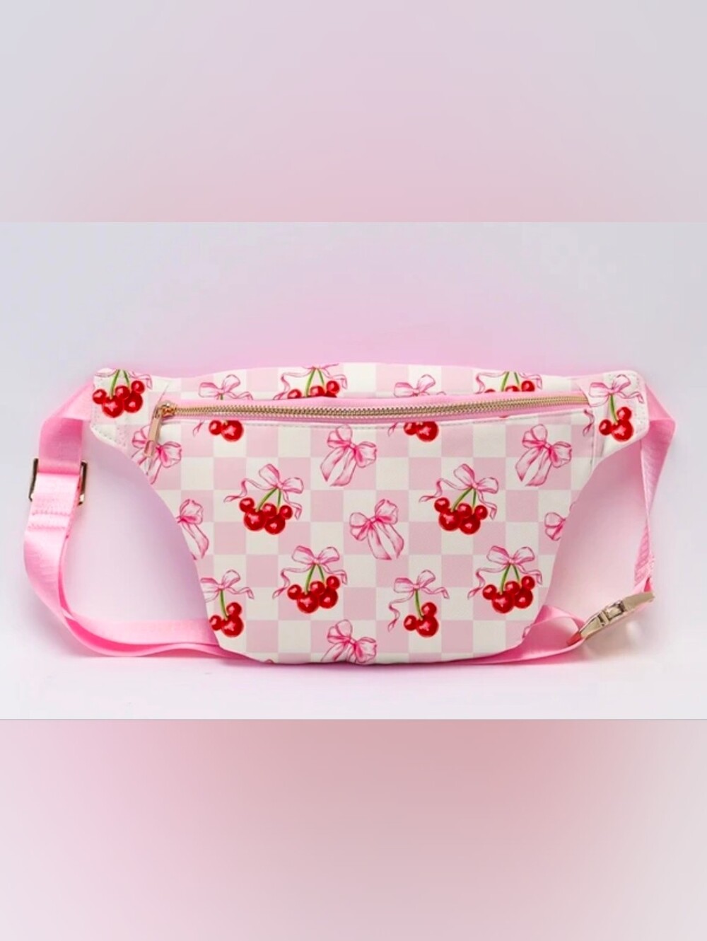 Pink Cherry Print Kids Fanny Pack